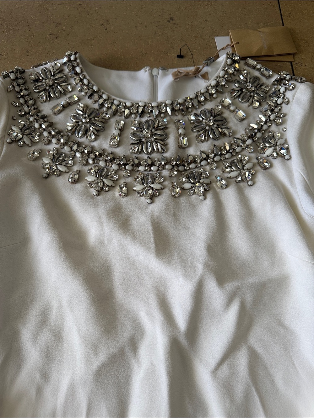 Michael Kors Collection Embellished White Long Sleeve Dress - Picture 3 of 5
